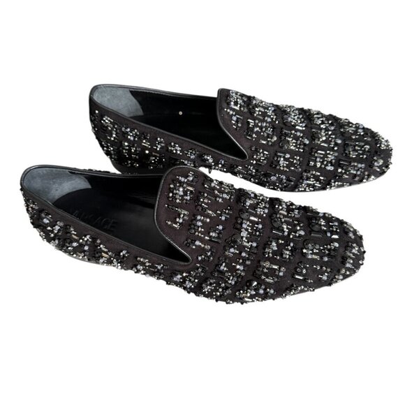 Versace 1003792 Men\'s Black leather loafer‎ embellished beading, 42 main image 8